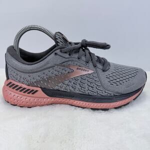 Brooks Adrenaline GTS 21 Running Shoes Gray Rose Gold Womens Size 7